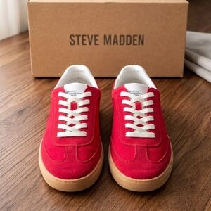 Steve Madden Women's Duo Sneaker Red 7.5